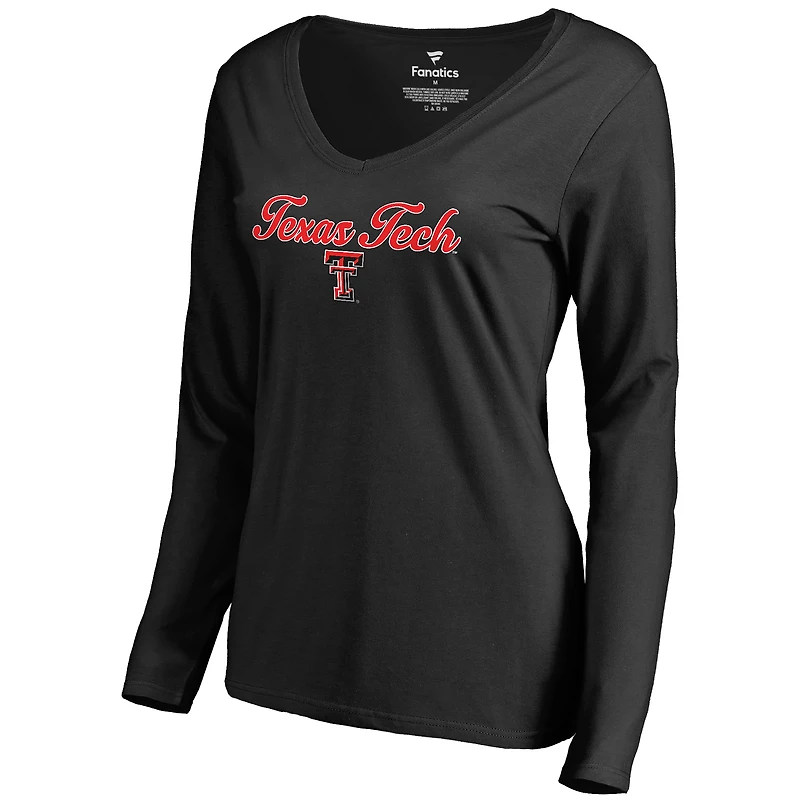 Women's Black Texas Tech Red Raiders Freehand Long Sleeve T-Shirt