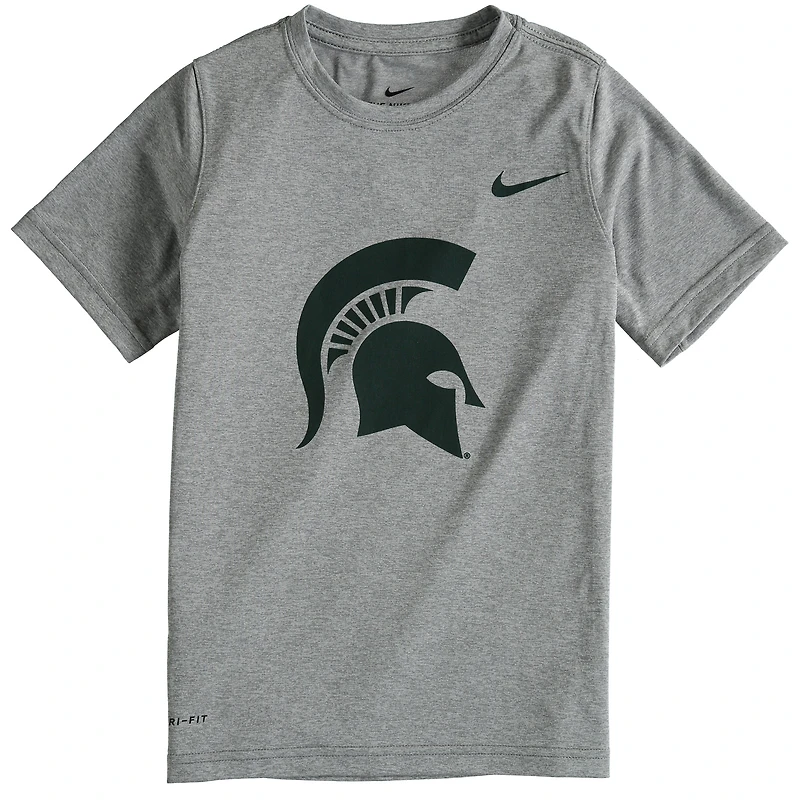 Youth Nike Michigan State Spartans Heather Gray Logo Legend Performance T-Shirt