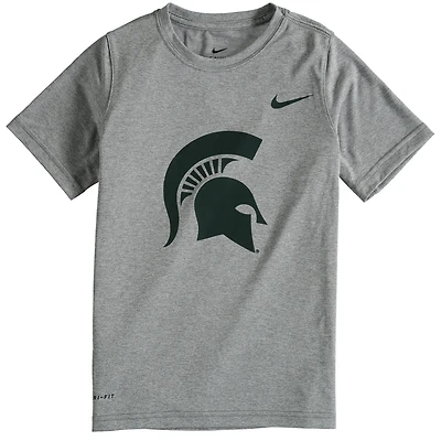 Youth Nike Michigan State Spartans Heather Gray Logo Legend Performance T-Shirt
