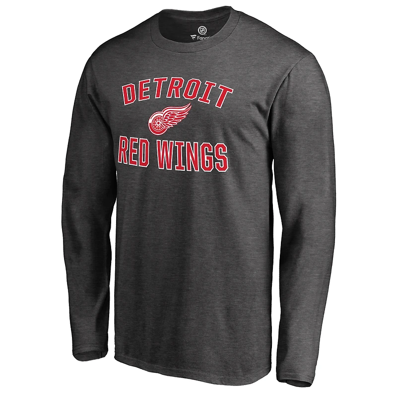 Men's Heathered Gray Detroit Red Wings Victory Arch II Long Sleeve T-Shirt