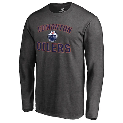 Men's Heathered Gray Edmonton Oilers Victory Arch Long Sleeve T-Shirt
