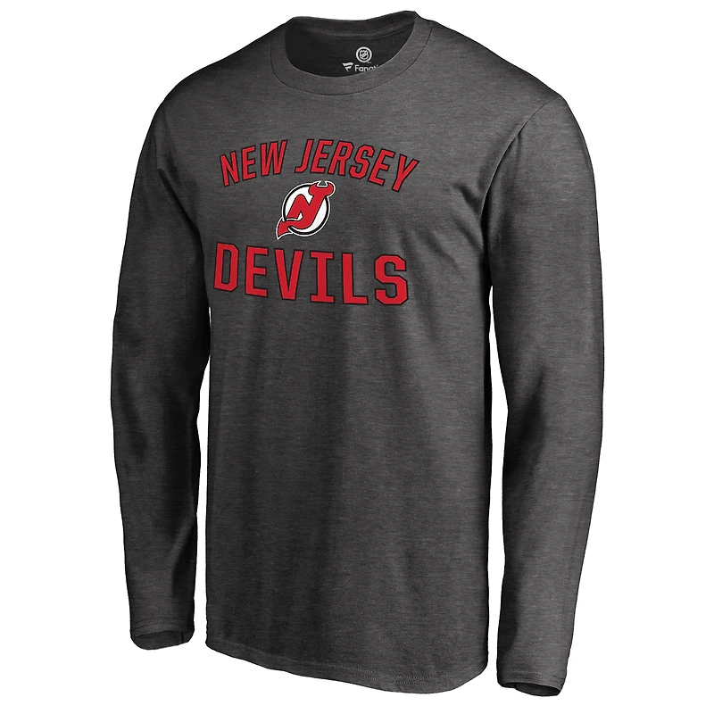 Men's Heathered Gray New Jersey Devils Victory Arch Long Sleeve T-Shirt