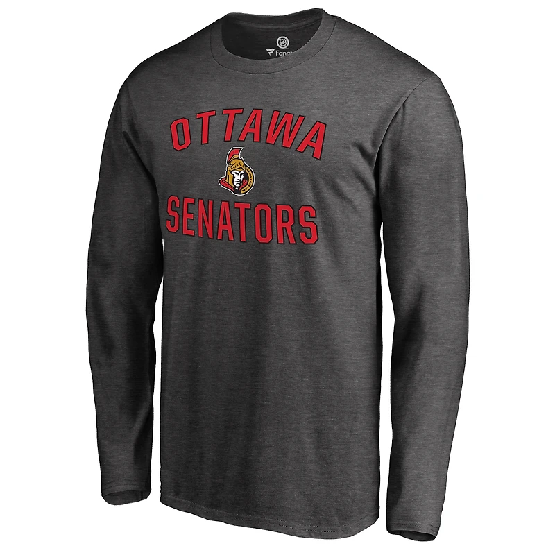 Men's Heathered Gray Ottawa Senators Victory Arch Long Sleeve T-Shirt