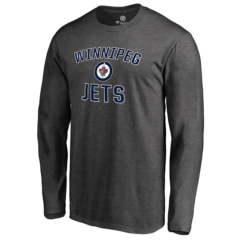 Men's Heathered Gray Winnipeg Jets Victory Arch Long Sleeve T-Shirt
