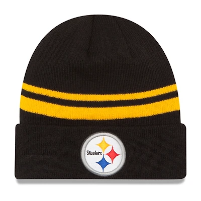 Men's New Era Black Pittsburgh Steelers Team Logo Cuffed Knit Hat