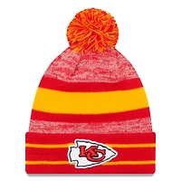Men's New Era Red Kansas City Chiefs Team Logo Cuffed Knit Hat with Pom