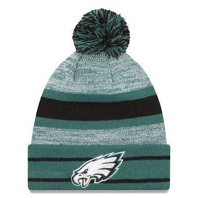 Men's New Era Midnight Green Philadelphia Eagles Team Logo Cuffed Knit Hat with Pom