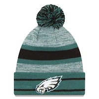 Men's New Era Midnight Green Philadelphia Eagles Team Logo Cuffed Knit Hat with Pom