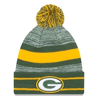 Men's New Era Green Green Bay Packers Team Logo Cuffed Knit Hat with Pom