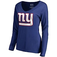 Women's Royal New York Giants Primary Logo V-Neck Long-Sleeve T-Shirt