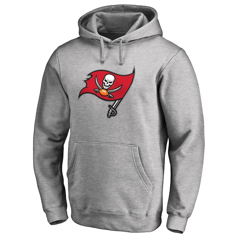 Men's Heathered Gray Tampa Bay Buccaneers Primary Logo Pullover Hoodie