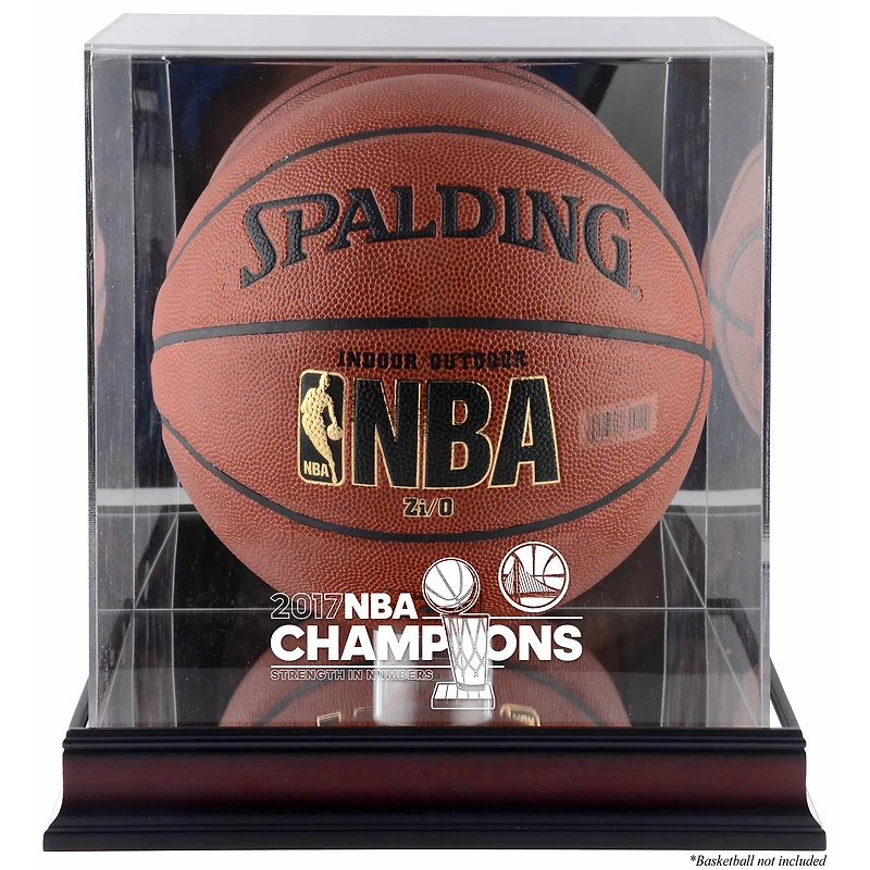 Golden State Warriors 2017 NBA Finals Champions Logo Mahogany Basketball Display Case with Mirrored Back