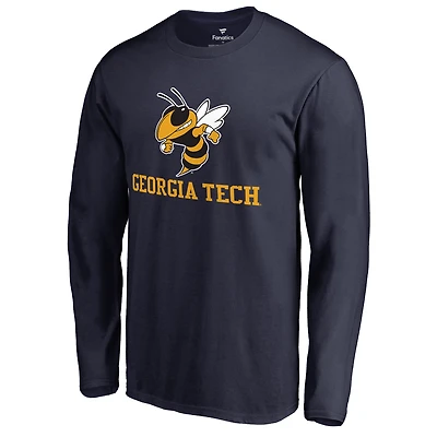 Men's Navy Georgia Tech Yellow Jackets Team Lockup Long Sleeve T-Shirt