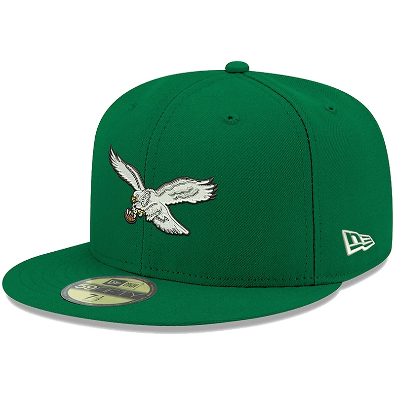 Men's New Era Kelly Green Philadelphia Eagles Omaha Throwback 59FIFTY Fitted Hat
