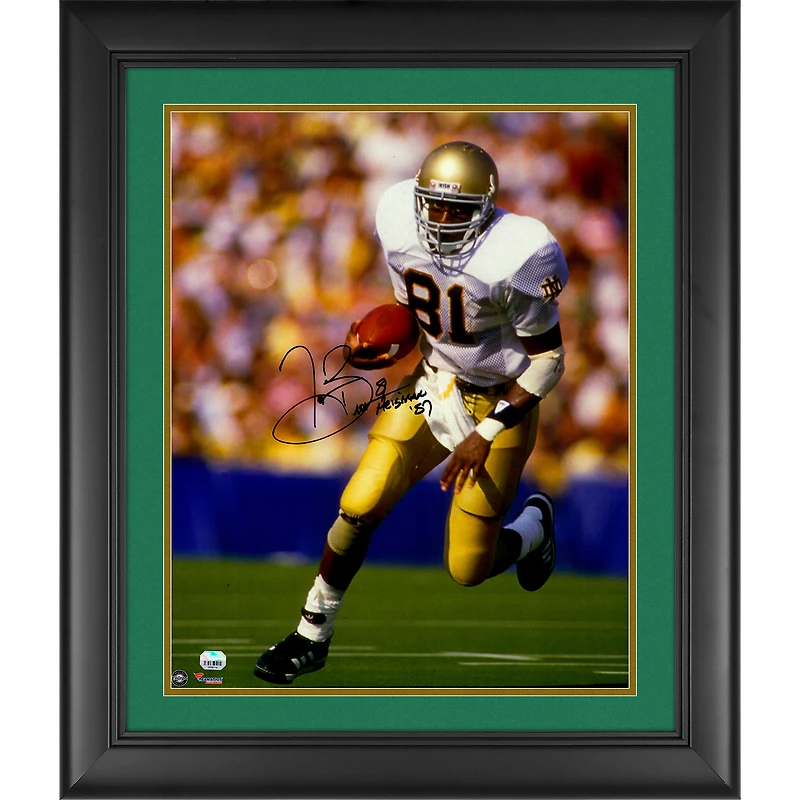 Tim Brown Notre Dame Fighting Irish Framed Autographed 16'' x 20'' Running Photograph with "Heisman 87" Inscription