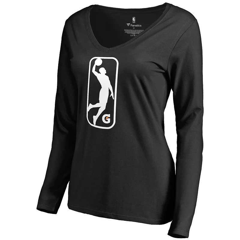 Women's Black NBA G League Primary Logo V-Neck Long Sleeve T-Shirt