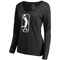 Women's Black NBA G League Primary Logo V-Neck Long Sleeve T-Shirt