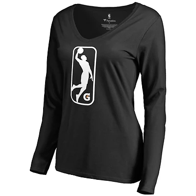 Women's Black NBA G League Primary Logo V-Neck Long Sleeve T-Shirt