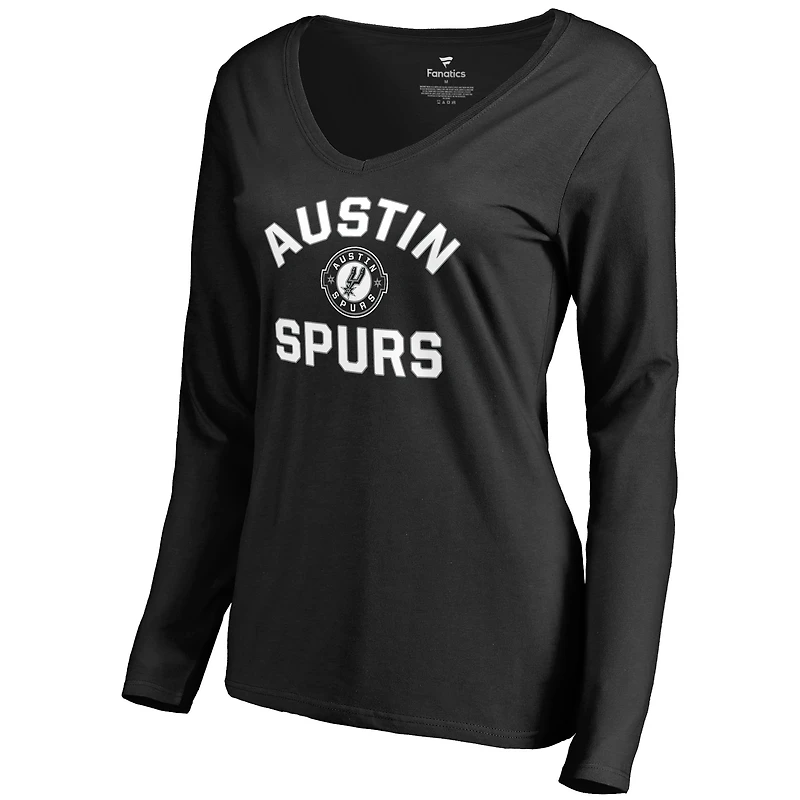 Women's Black Austin Spurs Overtime Long Sleeve V-Neck T-Shirt