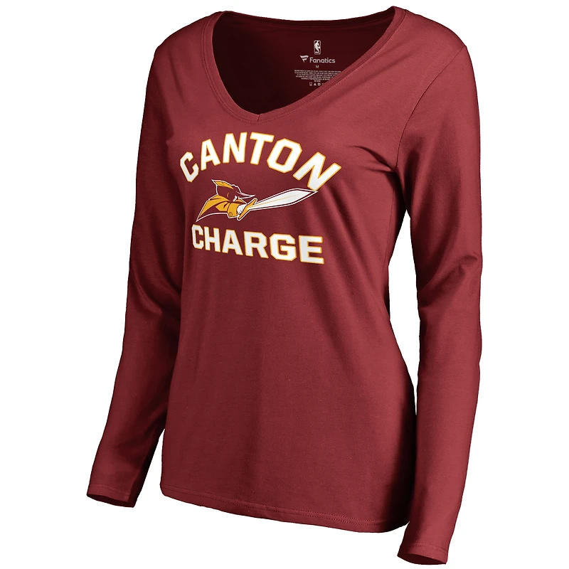 Women's Garnet Canton Charge Overtime Long Sleeve V-Neck T-Shirt