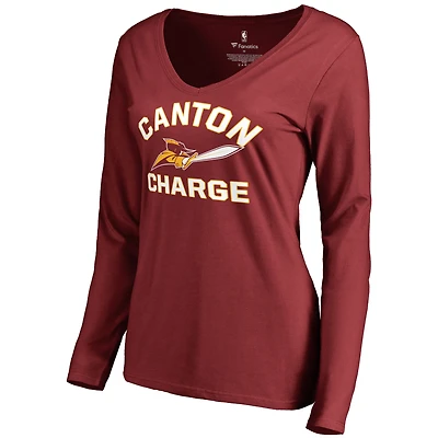 Women's Garnet Canton Charge Overtime Long Sleeve V-Neck T-Shirt