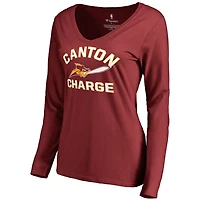 Women's Garnet Canton Charge Overtime Long Sleeve V-Neck T-Shirt