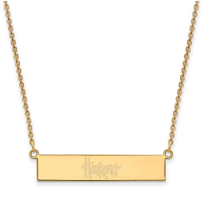 Women's Nebraska Huskers Gold Plated Small Bar Necklace