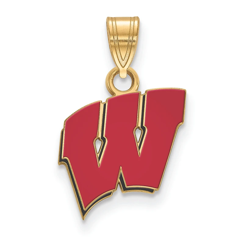 Women's Wisconsin Badgers Gold Plated Small Enamel Pendant