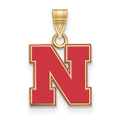 Women's Nebraska Huskers Gold Plated Small Enamel Pendant