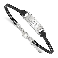 Women's LSU Tigers Sterling Silver Leather Bracelet