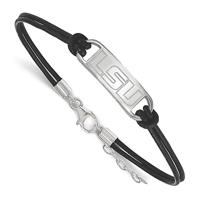 Women's LSU Tigers Sterling Silver Leather Bracelet