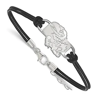 Women's Kansas Jayhawks Sterling Silver Leather Bracelet