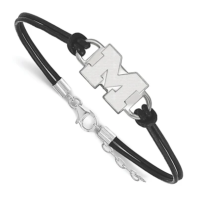 Women's Michigan Wolverines Sterling Silver Leather Bracelet