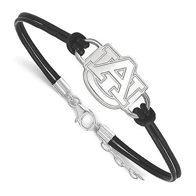Women's Auburn Tigers Sterling Silver Leather Bracelet