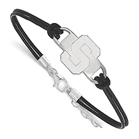 Women's Michigan State Spartans Sterling Silver Leather Bracelet