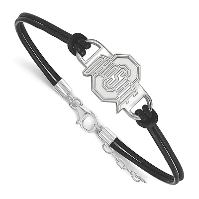 Women's Ohio State Buckeyes Sterling Silver Leather Bracelet