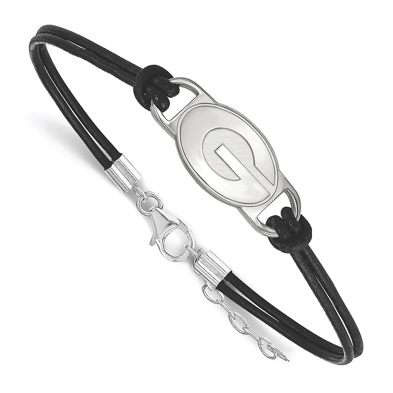 Women's Georgia Bulldogs Sterling Silver Leather Bracelet