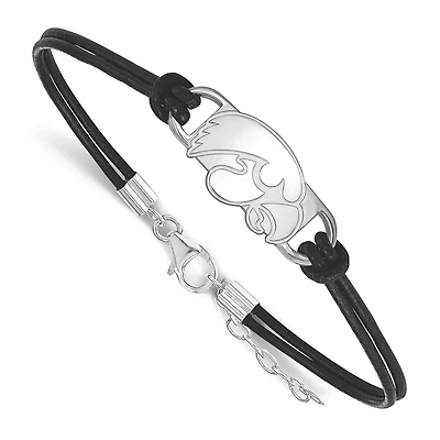 Women's Iowa Hawkeyes Sterling Silver Leather Bracelet