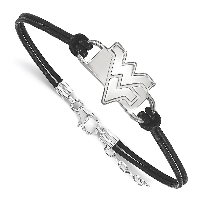 Women's West Virginia Mountaineers Sterling Silver Leather Bracelet