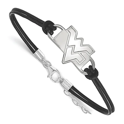 Women's West Virginia Mountaineers Sterling Silver Leather Bracelet