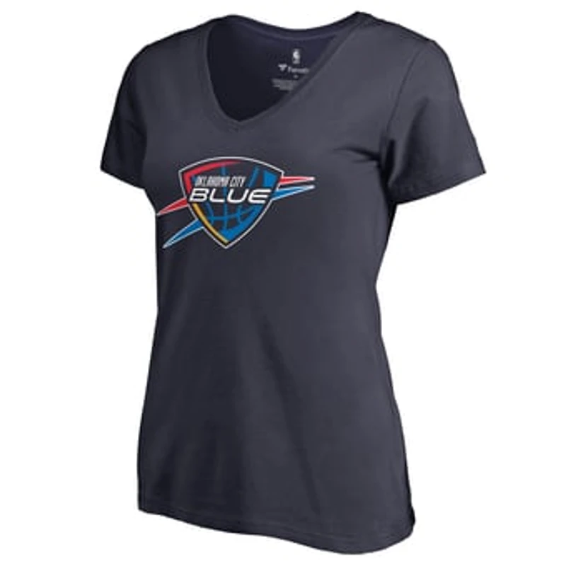 Women's Navy Oklahoma City Blue Primary Logo V-Neck T-Shirt