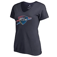 Women's Navy Oklahoma City Blue Primary Logo V-Neck T-Shirt