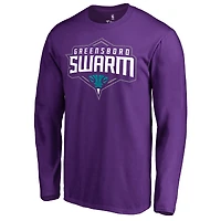 Men's Greensboro Swarm Purple Greensboro Swarm Primary Logo Long Sleeve T-Shirt