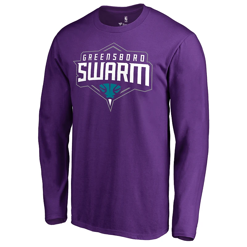 Men's Greensboro Swarm Purple Greensboro Swarm Primary Logo Long Sleeve T-Shirt