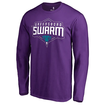Men's Greensboro Swarm Purple Greensboro Swarm Primary Logo Long Sleeve T-Shirt