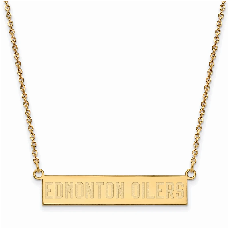 Women's Edmonton Oilers Gold Plated Small Bar Necklace