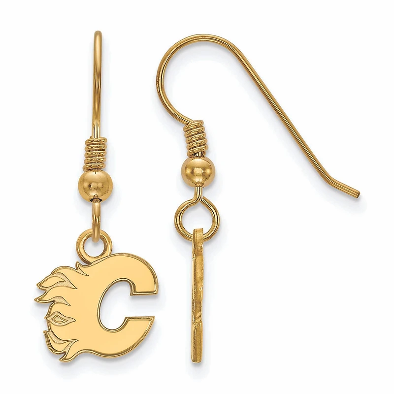 Women's Calgary Flames Gold Plated XS Dangle Earrings