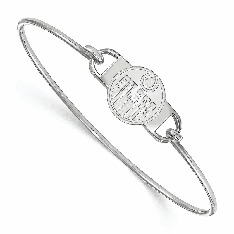 Women's Edmonton Oilers Sterling Silver Small Wire Bangle Bracelet
