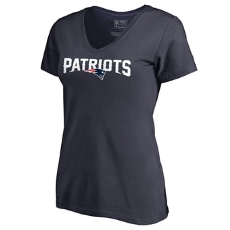 Women's Navy New England Patriots Wordmark V-Neck T-Shirt