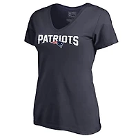 Women's Navy New England Patriots Wordmark V-Neck T-Shirt